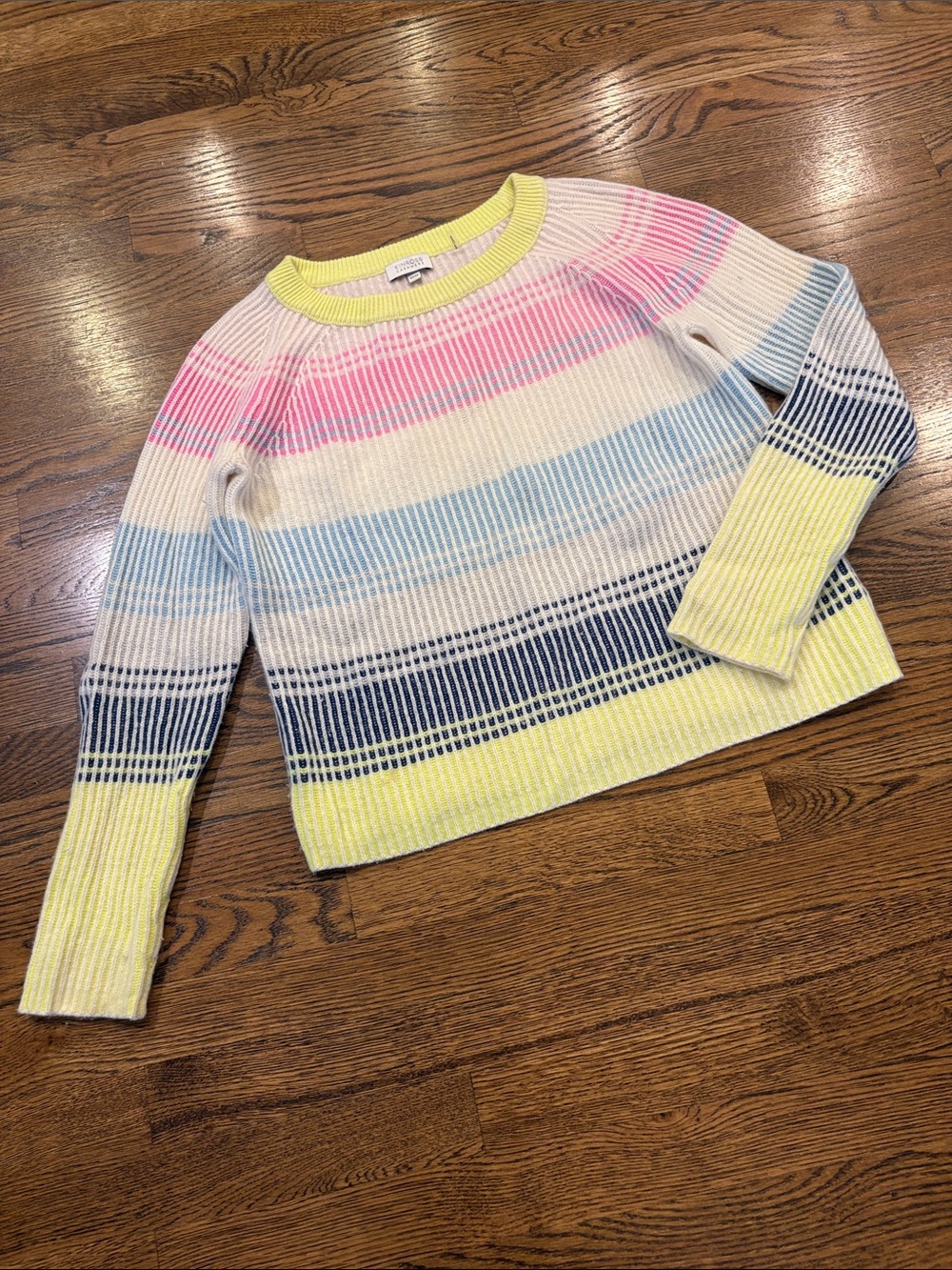 Kinross 100% cashmere Striped Pastel Crewneck Sweater - Multicolor, M